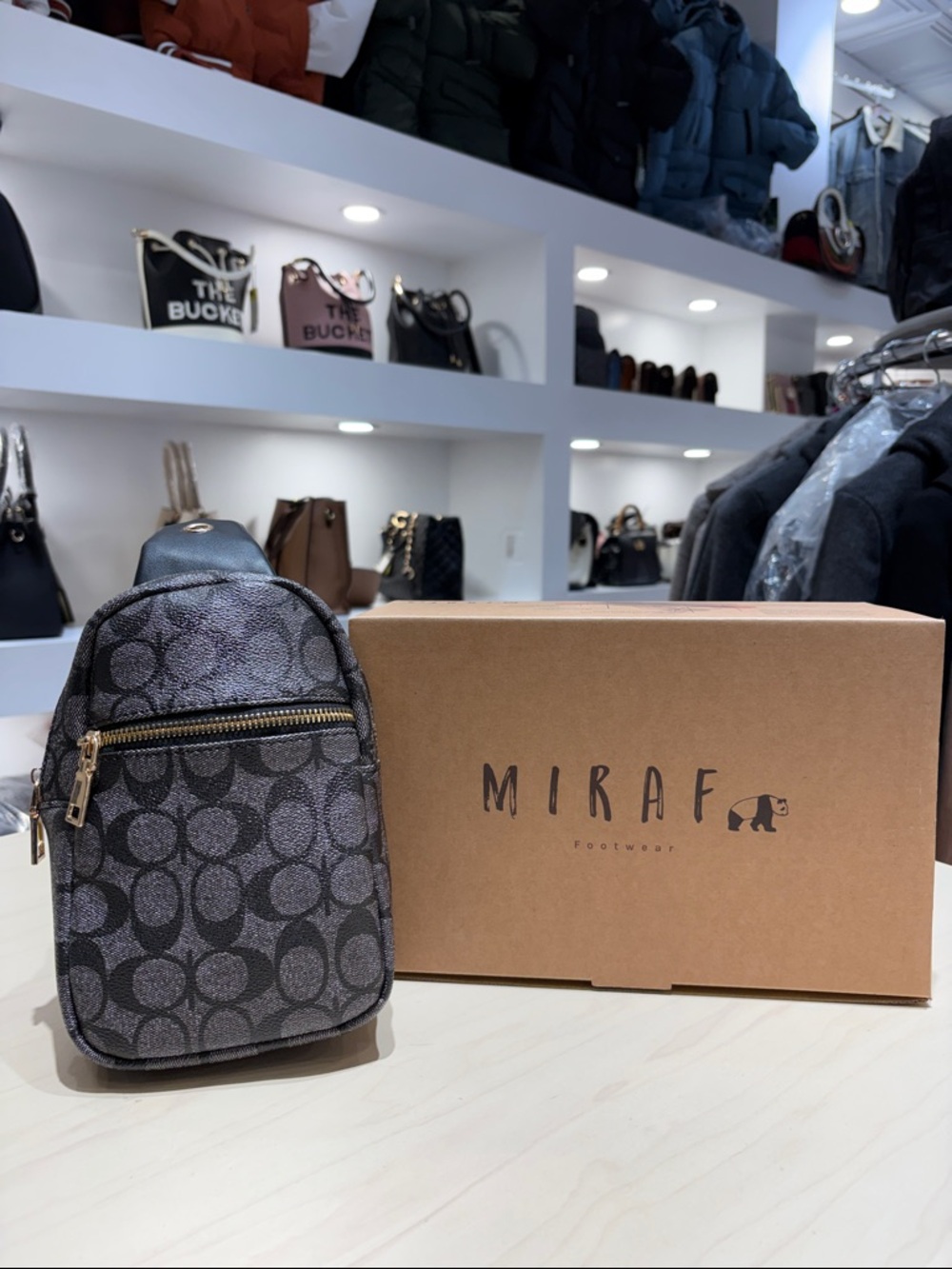 Black Logo-Print Crossbody Sling Bag